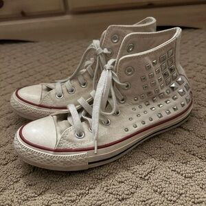 High Top Studded Cream Converse